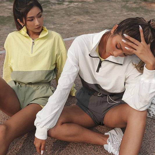 Newest Stylish Long Sleeve Tops And Biker Shorts Sets Women Running Sporty Workout Two Piece Outfits Casual Two Piece Tracksuits