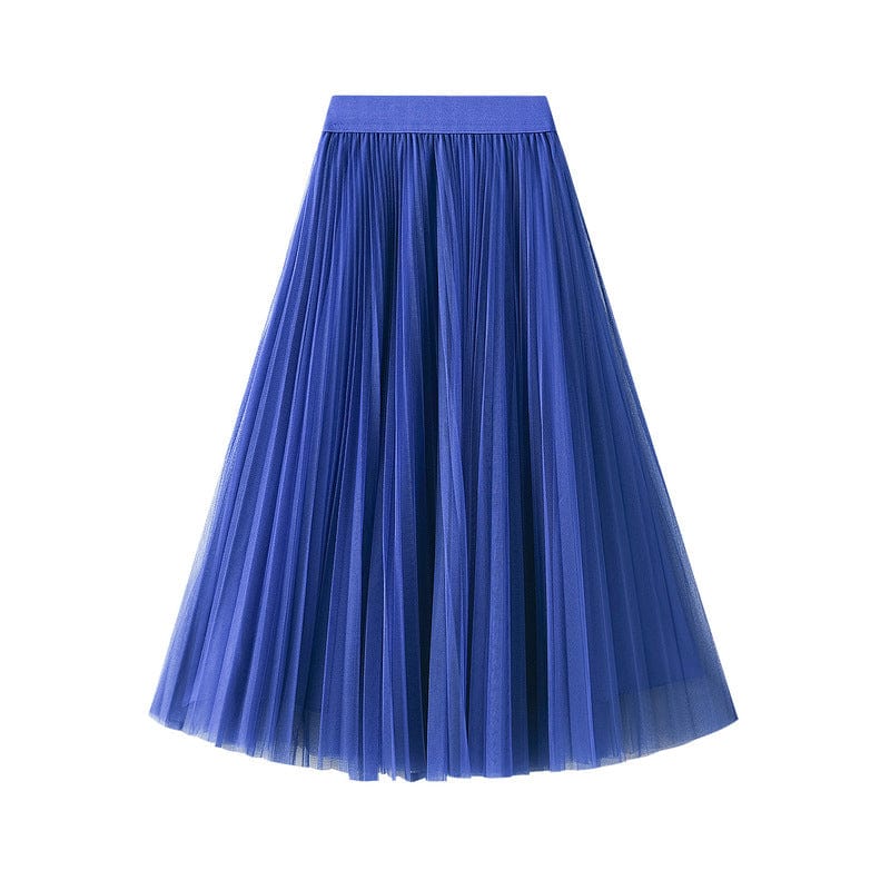 Newest Stylish Luxury Fairy Tulle Skirts for Women Pure Color Elegant Casual Kawaii High Waist Pleated Midi Skirt 10 Colors Jupe