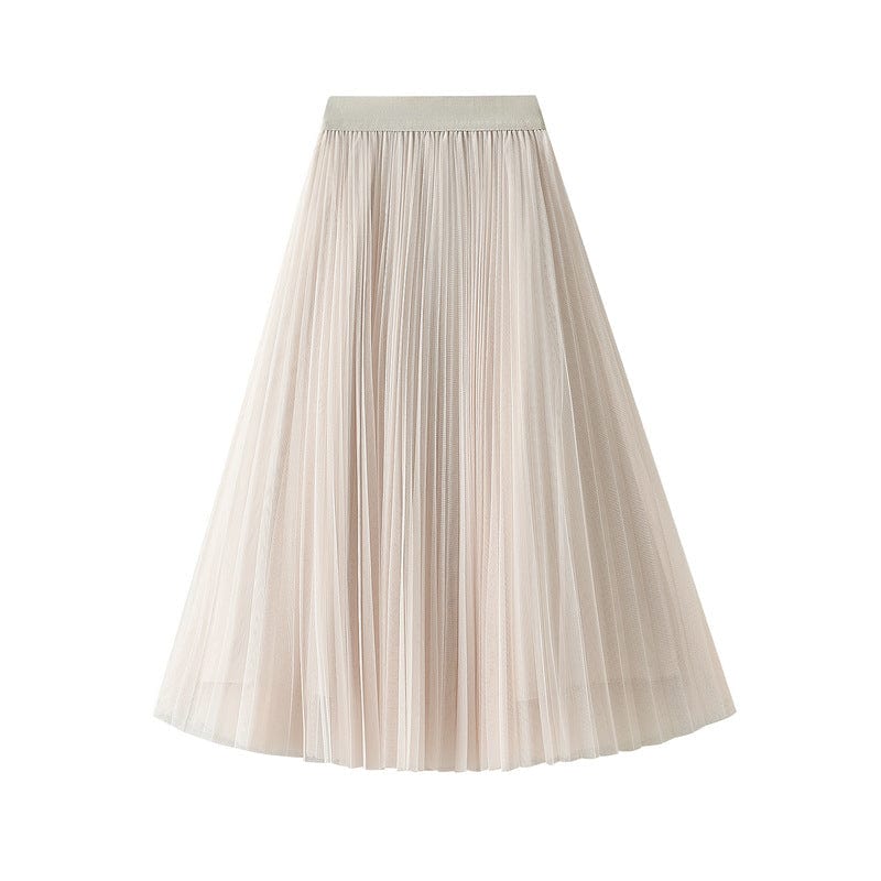 Newest Stylish Luxury Fairy Tulle Skirts for Women Pure Color Elegant Casual Kawaii High Waist Pleated Midi Skirt 10 Colors Jupe