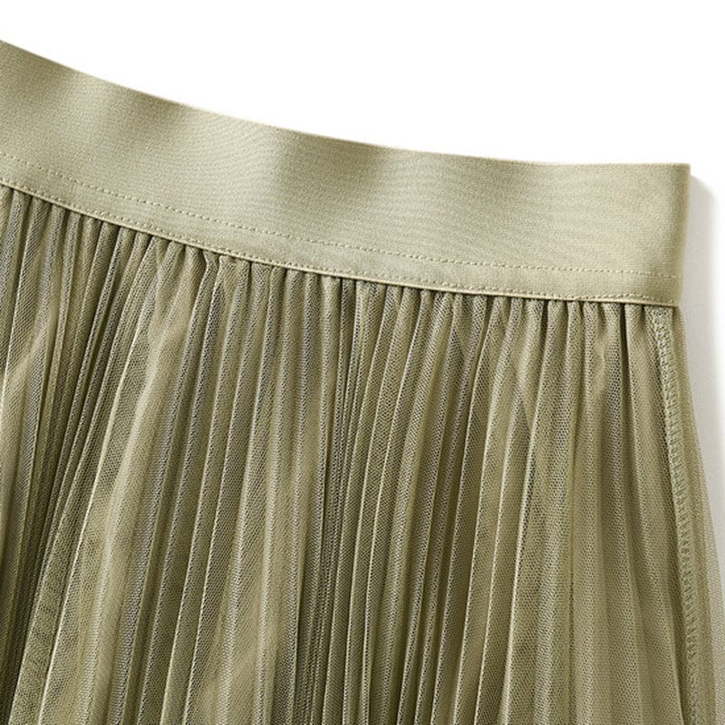 Newest Stylish Luxury Fairy Tulle Skirts for Women Pure Color Elegant Casual Kawaii High Waist Pleated Midi Skirt 10 Colors Jupe