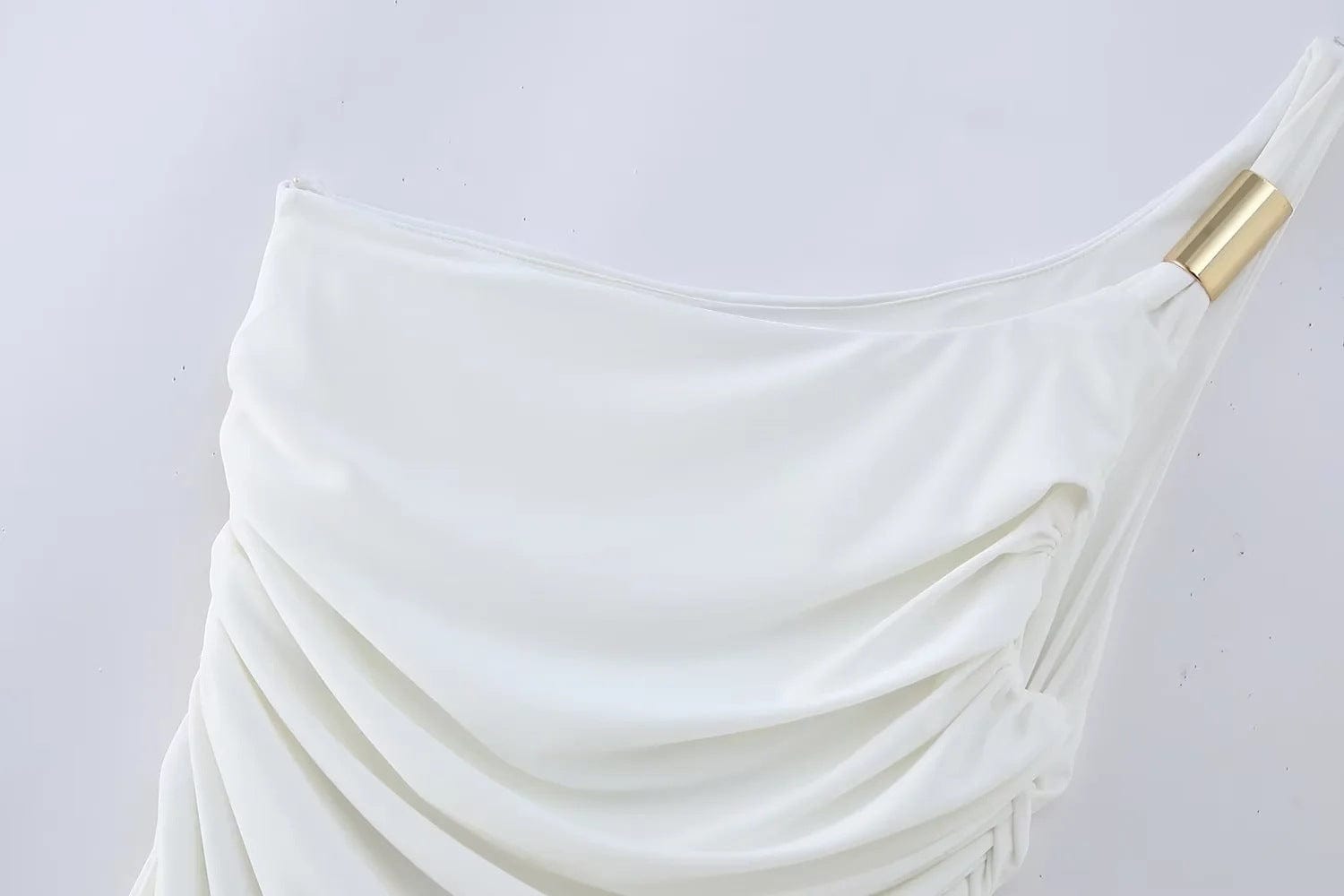 Newest summer ladies elegant party white pleated dress sleeveless one off shoulder simple long dresses women