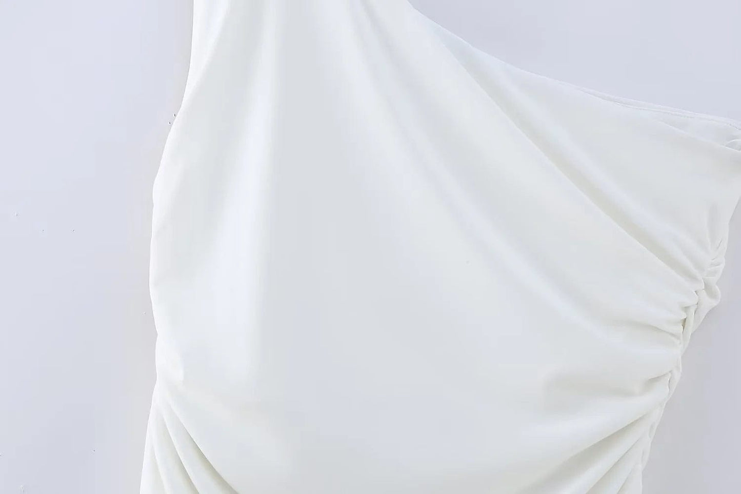 Newest summer ladies elegant party white pleated dress sleeveless one off shoulder simple long dresses women