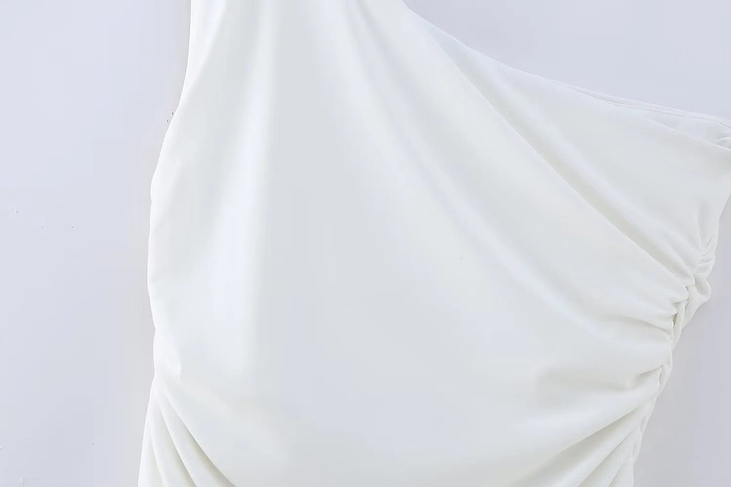 Newest summer ladies elegant party white pleated dress sleeveless one off shoulder simple long dresses women