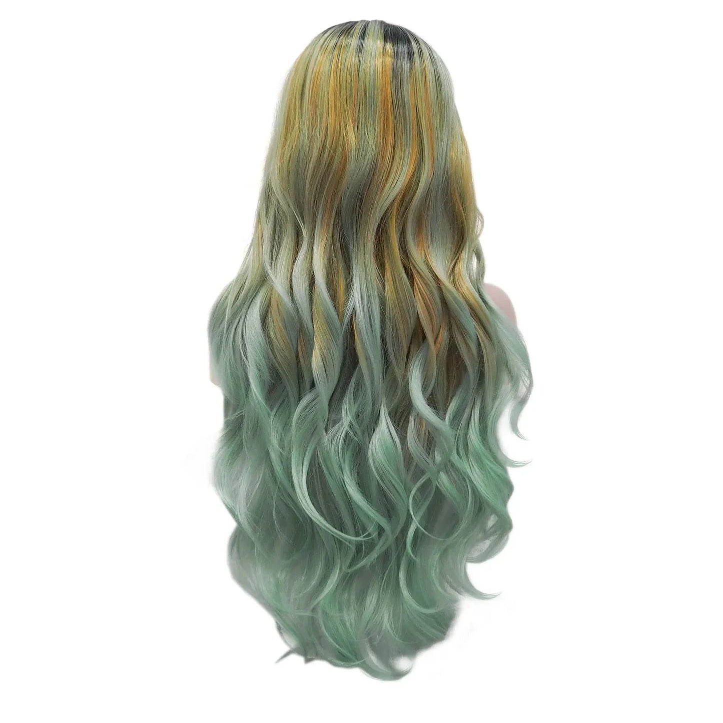 NH8-C200-GL Wholesale Heat Resistant Silky waves dark roots  Futura Matte Fiber Cosplay Luxury Synthetic Lace Front Wig For Women Grag Wigs