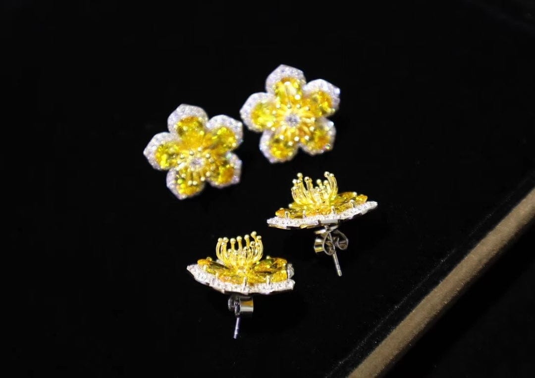 Niche Brand Yellow Diamond Sets 925 Sterling Silver Wedding Trendy Cubic Zirconia Jewelry Sets For Women