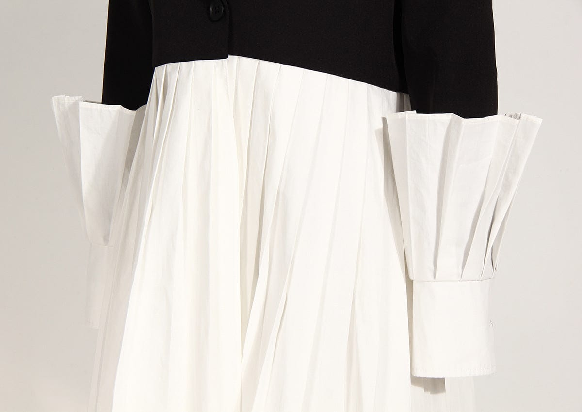 Niche Design Loose Women's Clothing Thin Lantern Sleeve Pleated Dress 2023  Fashion Trend Contrast Shirt Dress Women's Dresses