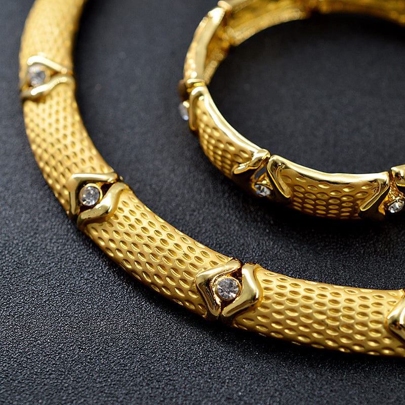 Nigeria Jewelry Sets For Women Necklace Earrings Ring Bracelet Ethnic Geometric Engagement Gift zirconia jewelry set for wedding
