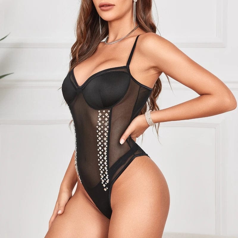 Night Club Solid Color Beading Sexy & Club Woman Bodysuit Summer
