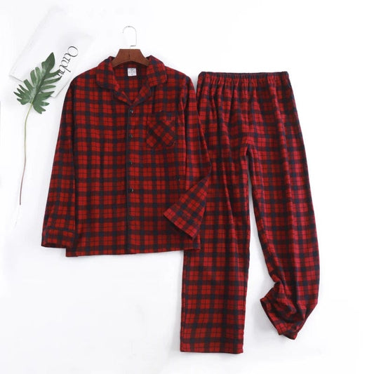 Nightgowns for Men Soft Bamboo Pajamas Plaid Design Multi Colors Warm Cotton Flannel Long Sleeve Winter Homewear Sleepwear Sets
