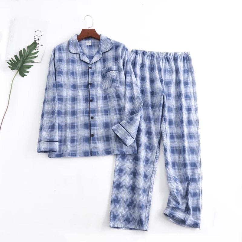 Nightgowns for Men Soft Bamboo Pajamas Plaid Design Multi Colors Warm Cotton Flannel Long Sleeve Winter Homewear Sleepwear Sets