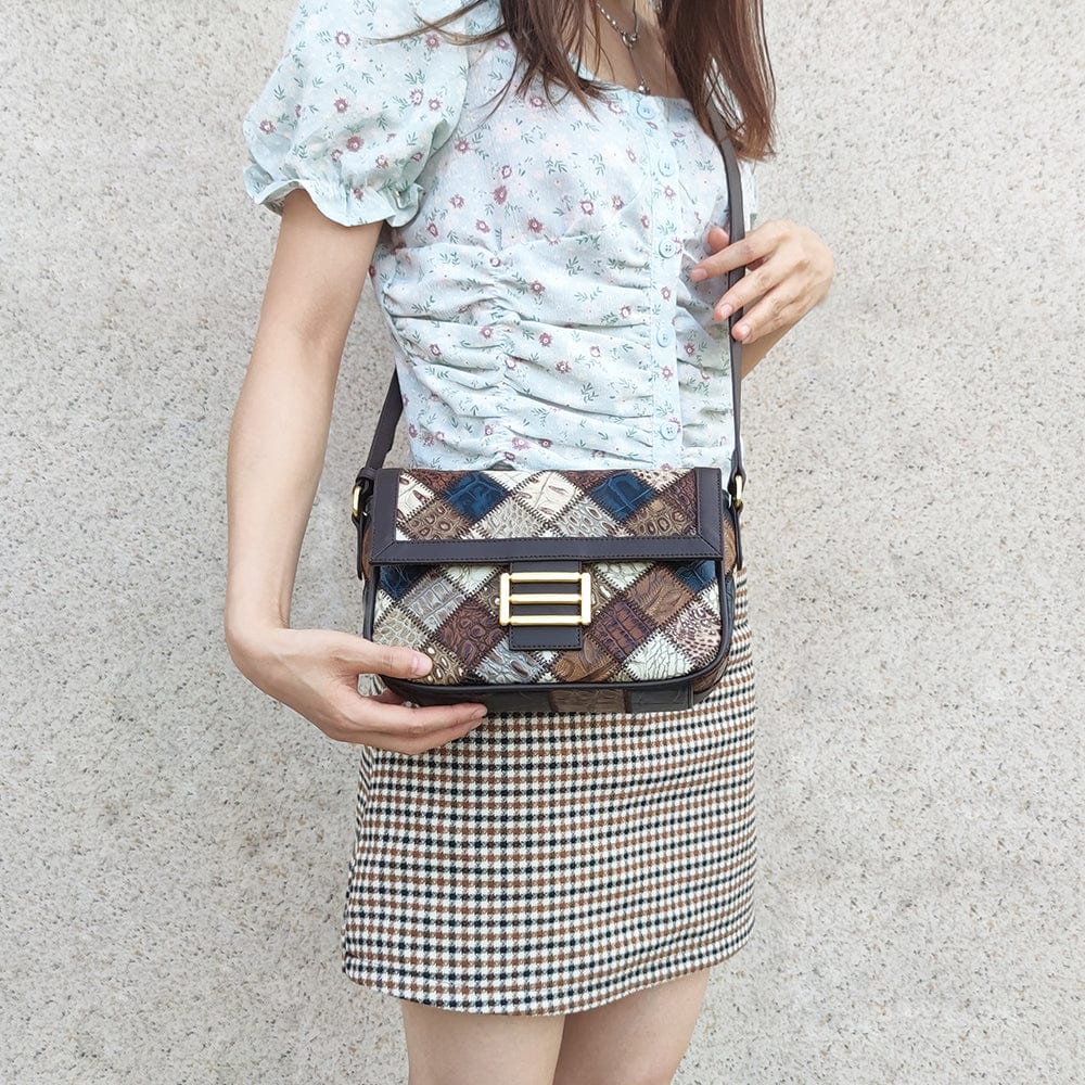 NIUCUNZH 6006 Vintage Satchel Handbags for Women Genuine Leather Crossbody Messenger Shoulder Bags for Women Saddle Bag Purse