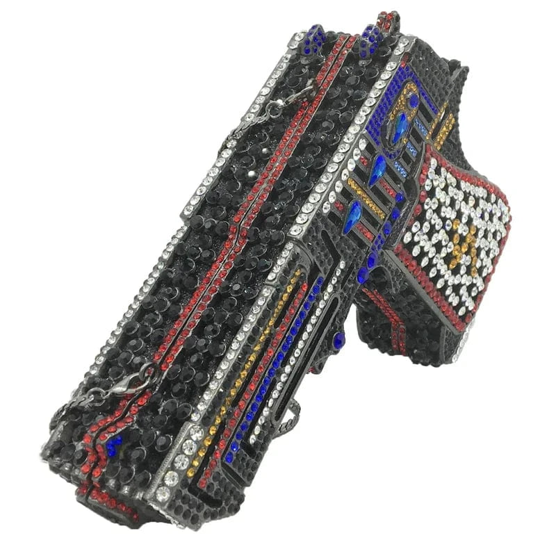 No.1 Dropshipping Rhinestone bag ladies wedding party evening crystal purses handbag women bling Diamond clutch gun shape purse