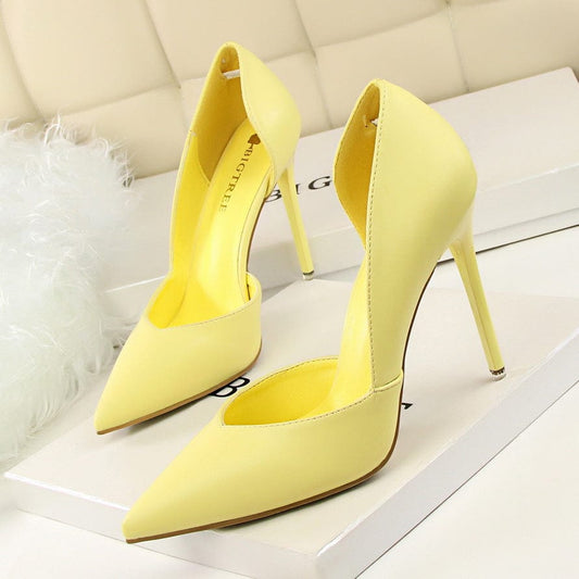 NO MOQ Logo Custom High Quality Sexy Pointed Toe Pink Color Fashion Pumps Ladies Heels Shoes from Big Tree