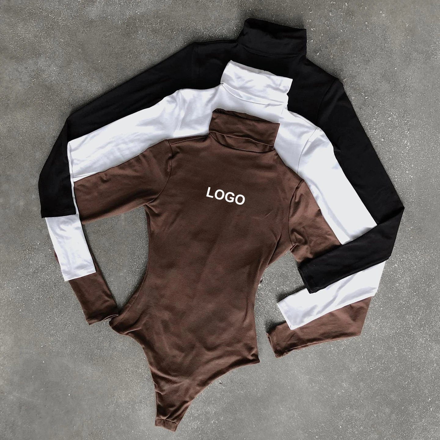 no moq ribbed cotton bodysuits for women plunge bodysuit tops long sleeve turtleneck corset bodysuit custom logo