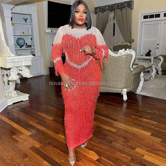 Nocance Y2341-A Elegant Dresses 2022 Tassel Women Pregnancy Dresses Sexy Club Wear Plus Size Formal Dress Evening Elegant