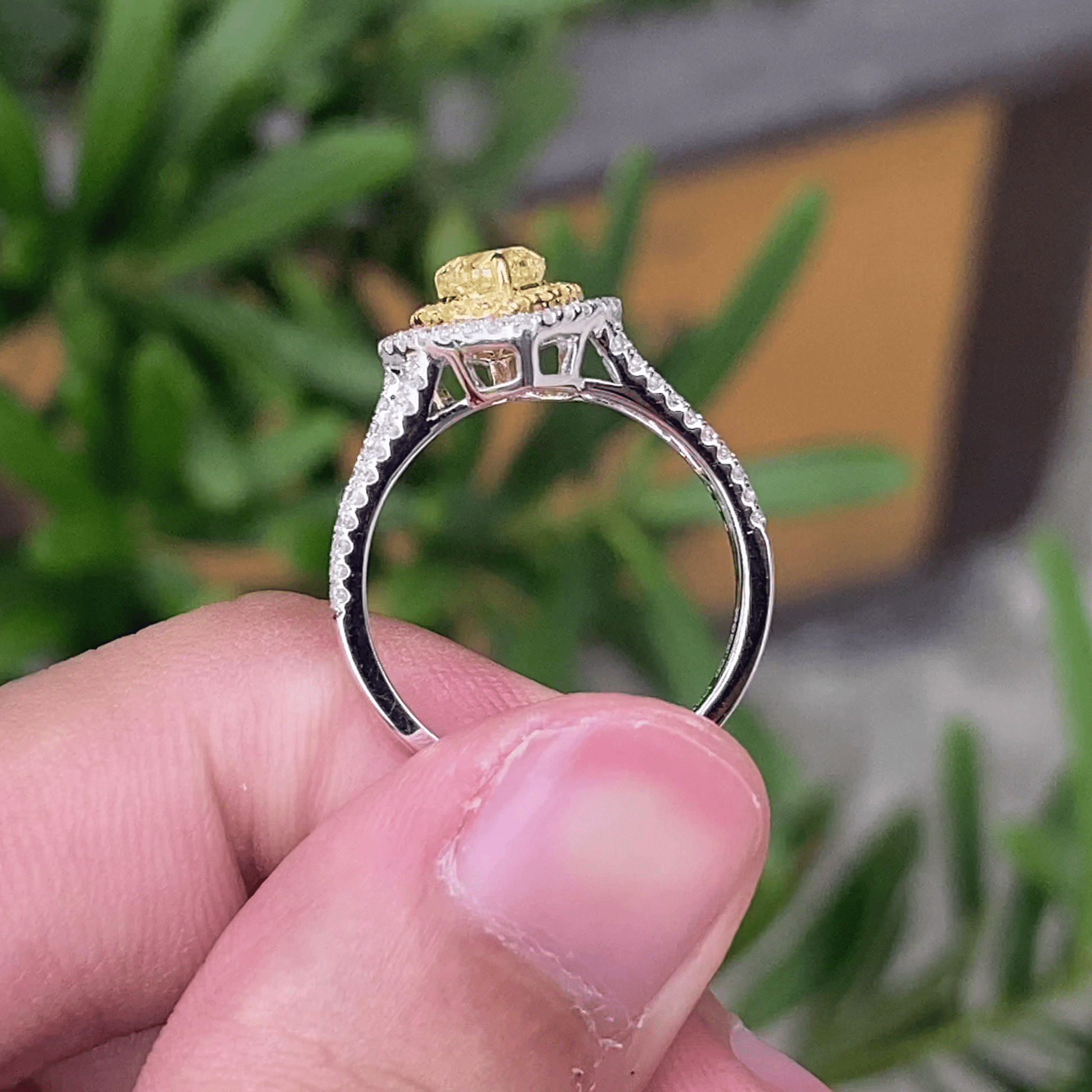 non fading jewelry pure 18k gold jewelry sweet heart natural yellow diamond womens wedding rings