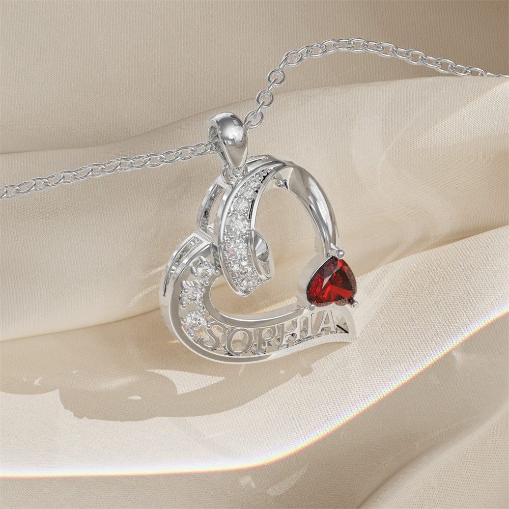 Non Tarnish Gold Plated Heart Necklace Custom Statement Birthstone 3D Necklace