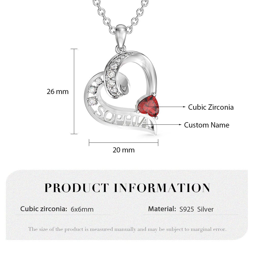 Non Tarnish Gold Plated Heart Necklace Custom Statement Birthstone 3D Necklace