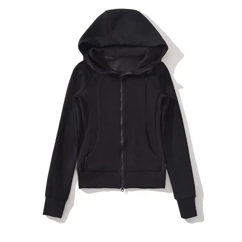 None / L / Black Customized logo Cotton Fleece Zip hoodies  Blank Long Sleeve Zip up coat Women Hoodie