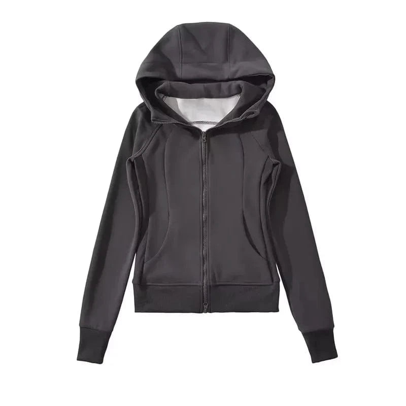 None / L / dark grey Customized logo Cotton Fleece Zip hoodies  Blank Long Sleeve Zip up coat Women Hoodie