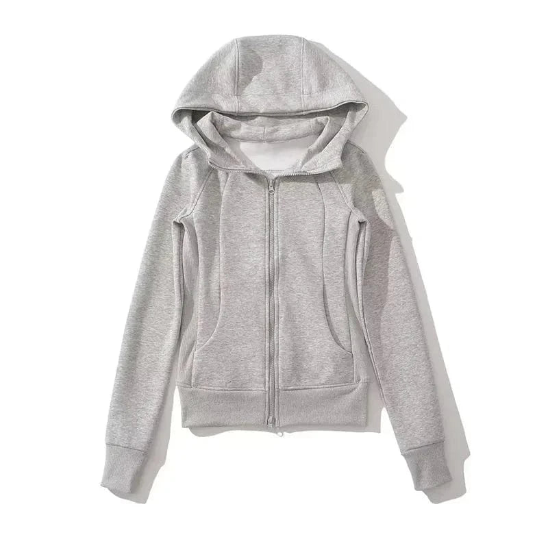None / L / grey Customized logo Cotton Fleece Zip hoodies  Blank Long Sleeve Zip up coat Women Hoodie