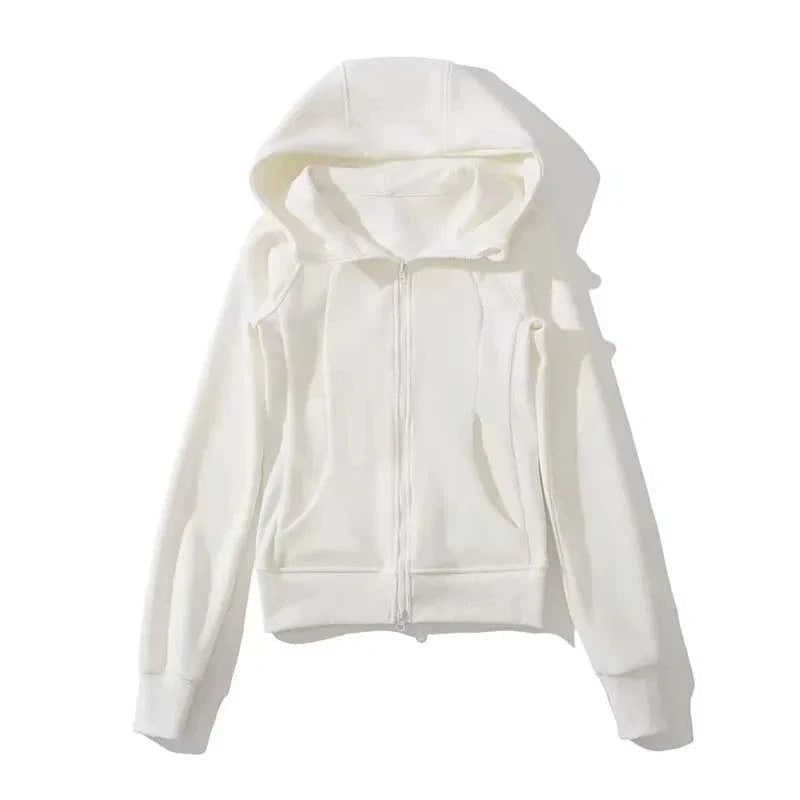 None / L / Khaki Customized logo Cotton Fleece Zip hoodies  Blank Long Sleeve Zip up coat Women Hoodie