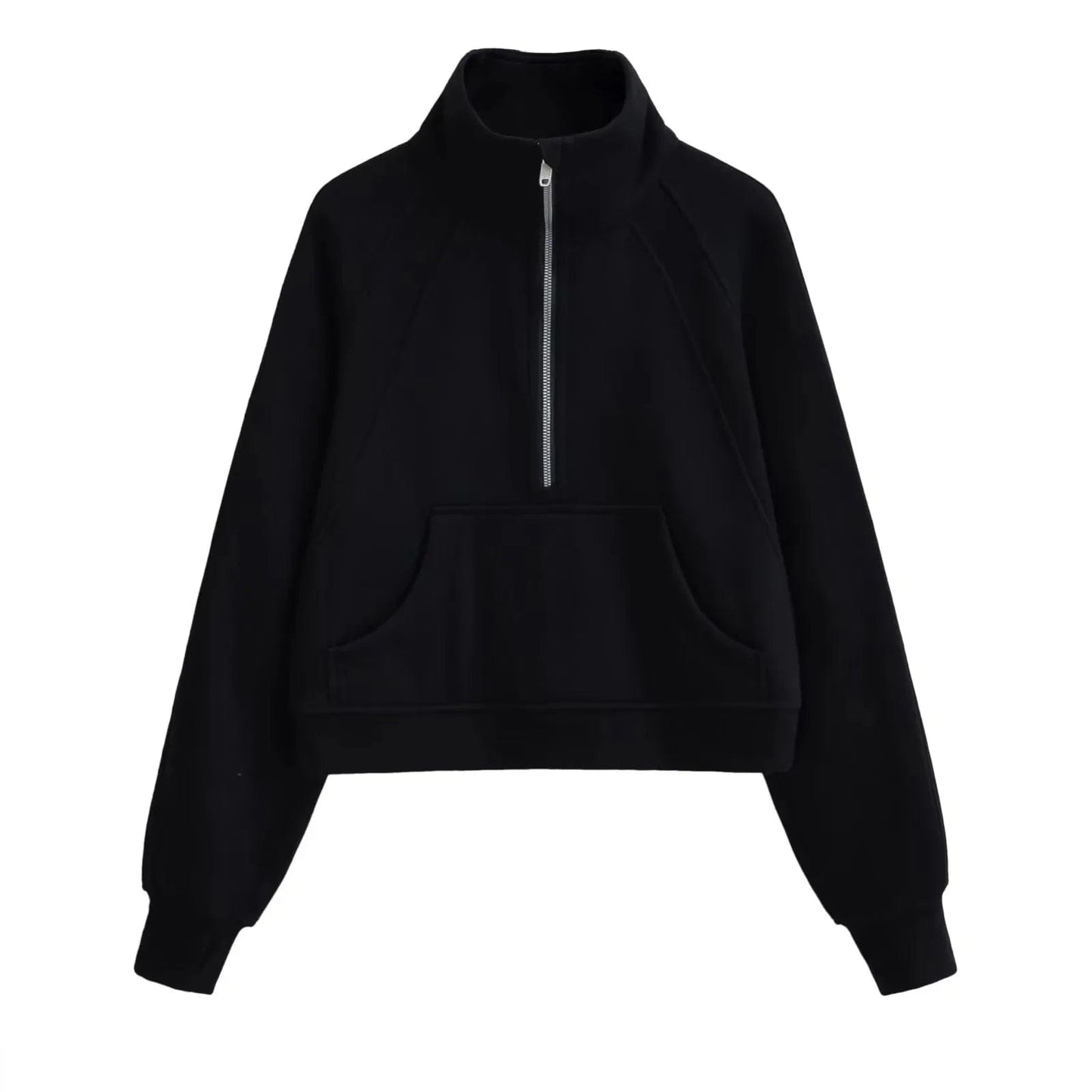 None / M / Black Luluxixiyaya Women's Classic Casual 1/2 Zip Sweatshirt Neck Side Zip Pockets  Cotton Fleece Pullover Hoodie women
