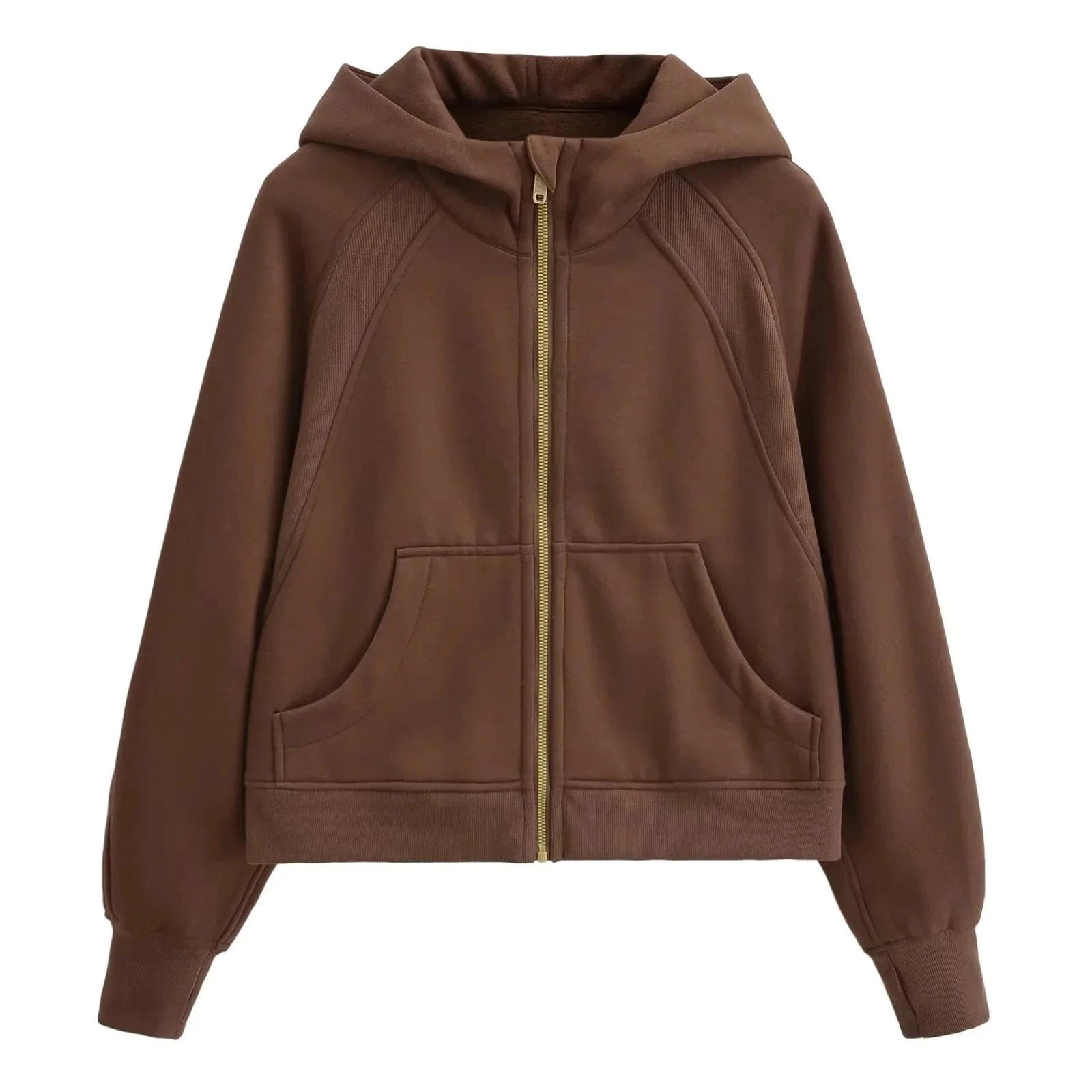 None / S / Brown High Quality Women Blank Full Zip Up hoodies Gym winter coat Soft Fleece Lounge Cropped Zip Hoodie