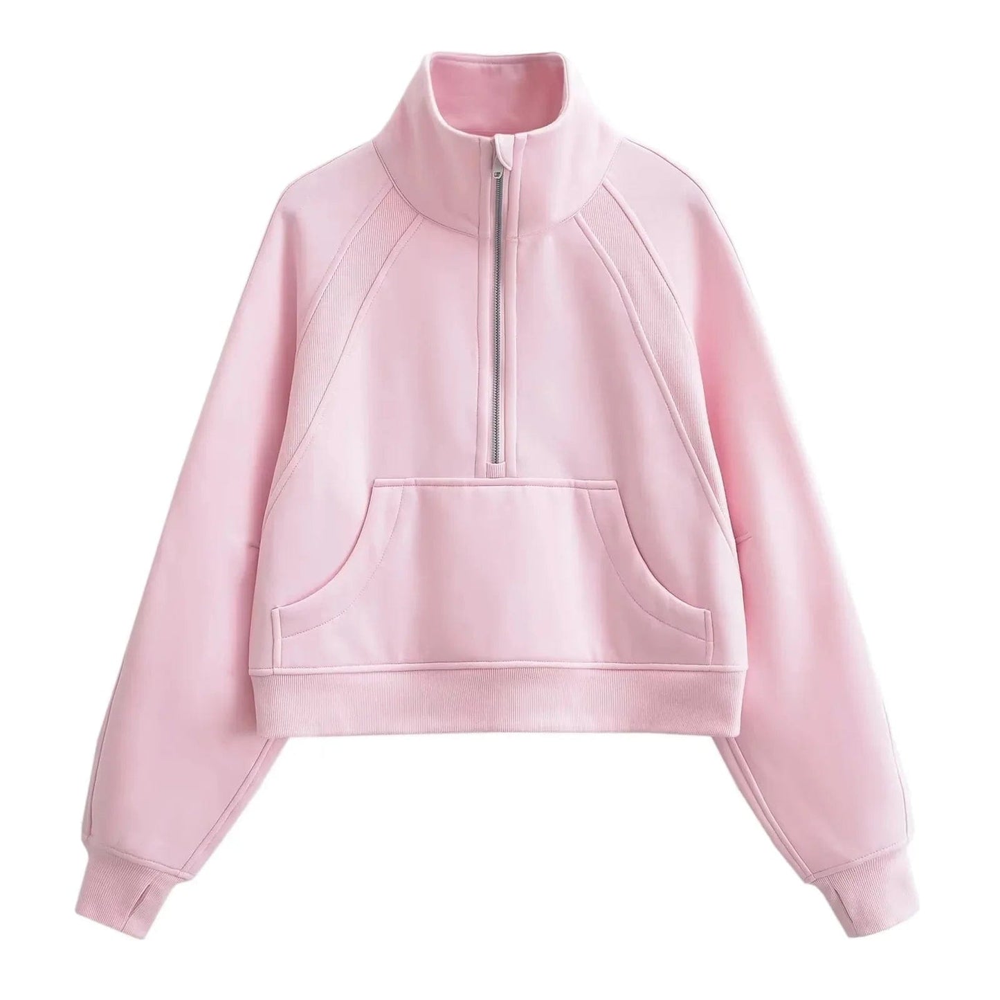None / S / Pink Luluxixiyaya Women's Classic Casual 1/2 Zip Sweatshirt Neck Side Zip Pockets  Cotton Fleece Pullover Hoodie women