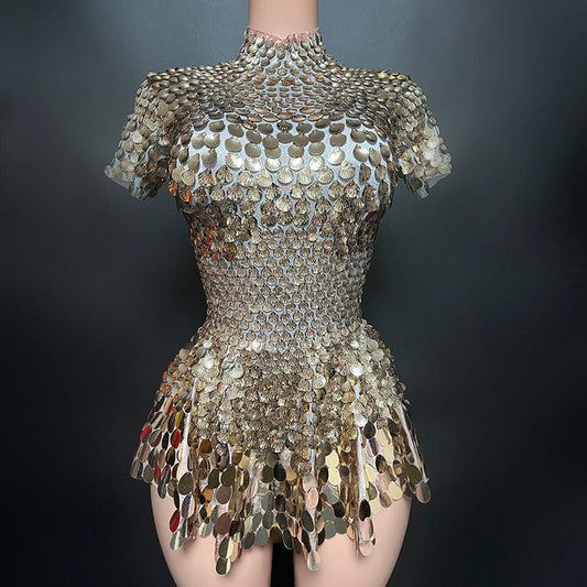 NOVANCE 2023 dubai gold a-line luxury evening dresses high neck shiny golden sequin birthday dress party sexy stage dance wear