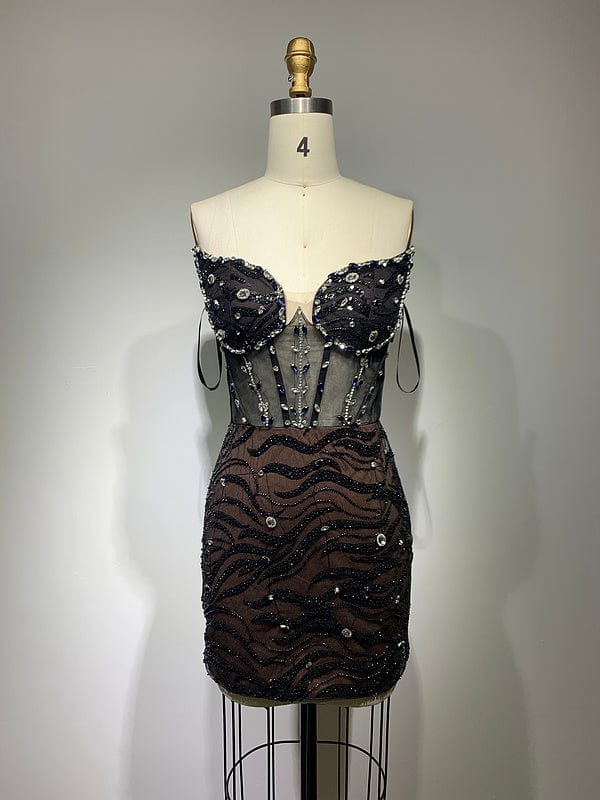 NOVANCE 2023 evening dress sexy tube top sparkling black diamond dress fishbone mini evening gowns for evening party