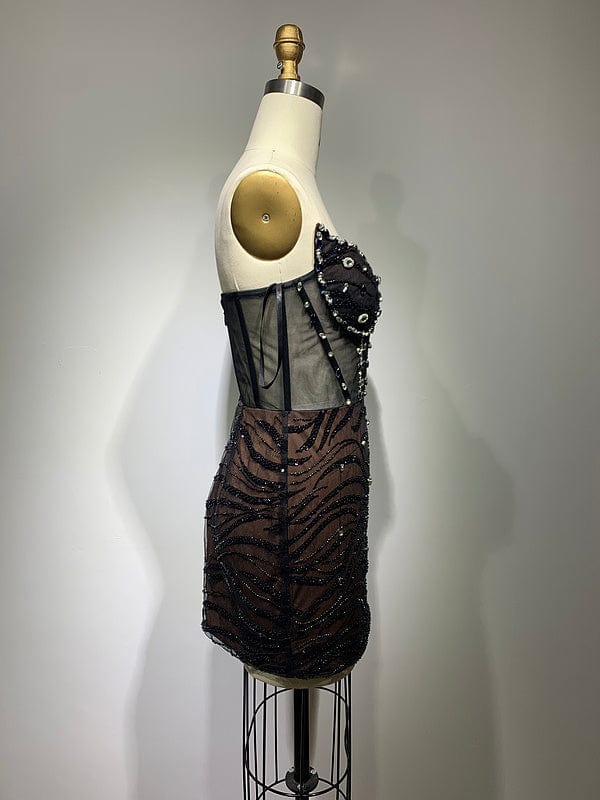 NOVANCE 2023 evening dress sexy tube top sparkling black diamond dress fishbone mini evening gowns for evening party