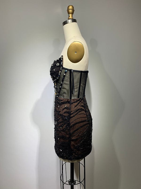 NOVANCE 2023 evening dress sexy tube top sparkling black diamond dress fishbone mini evening gowns for evening party