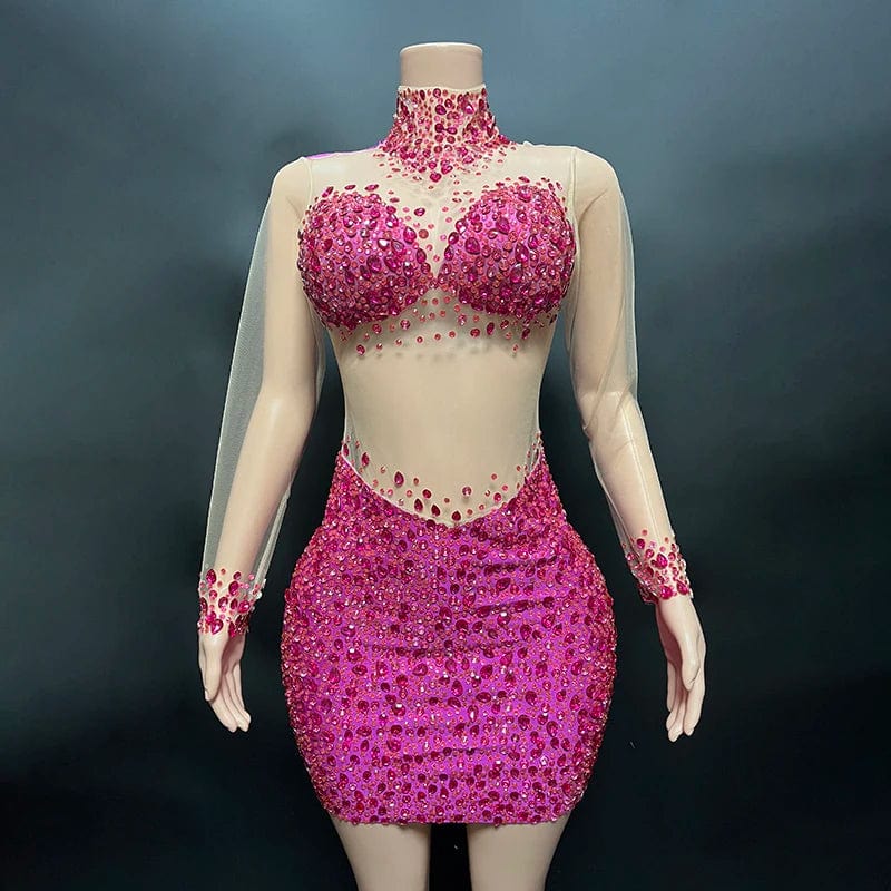 NOVANCE 2023 new arrivals sexy see through bling diamonds cute mini green dress short sparkling party dress for evening club