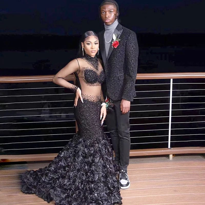 NOVANCE 2023 new product high neck sheer sparkling rhinestones elegant black sexy dress modest wedding dress for wedding party