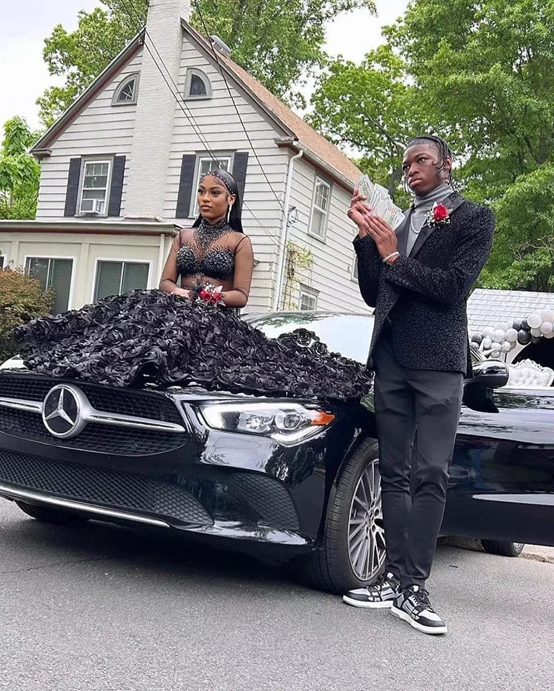 NOVANCE 2023 new product high neck sheer sparkling rhinestones elegant black sexy dress modest wedding dress for wedding party