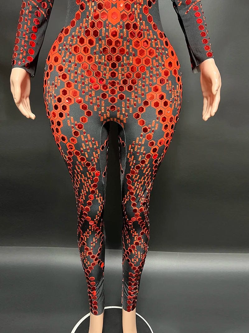 NOVANCE 2023 new product prom women red sequined  long sleeves stage dance wear sexy  vestidos de noche  jumpsuits women