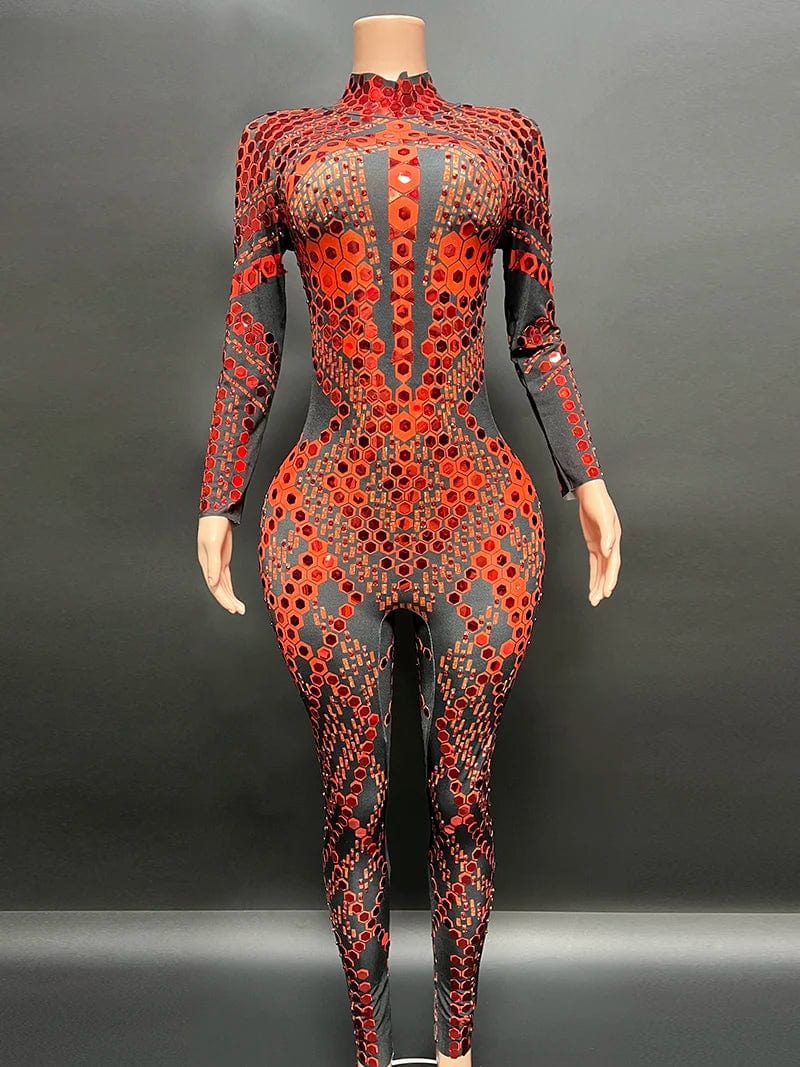 NOVANCE 2023 new product prom women red sequined  long sleeves stage dance wear sexy  vestidos de noche  jumpsuits women