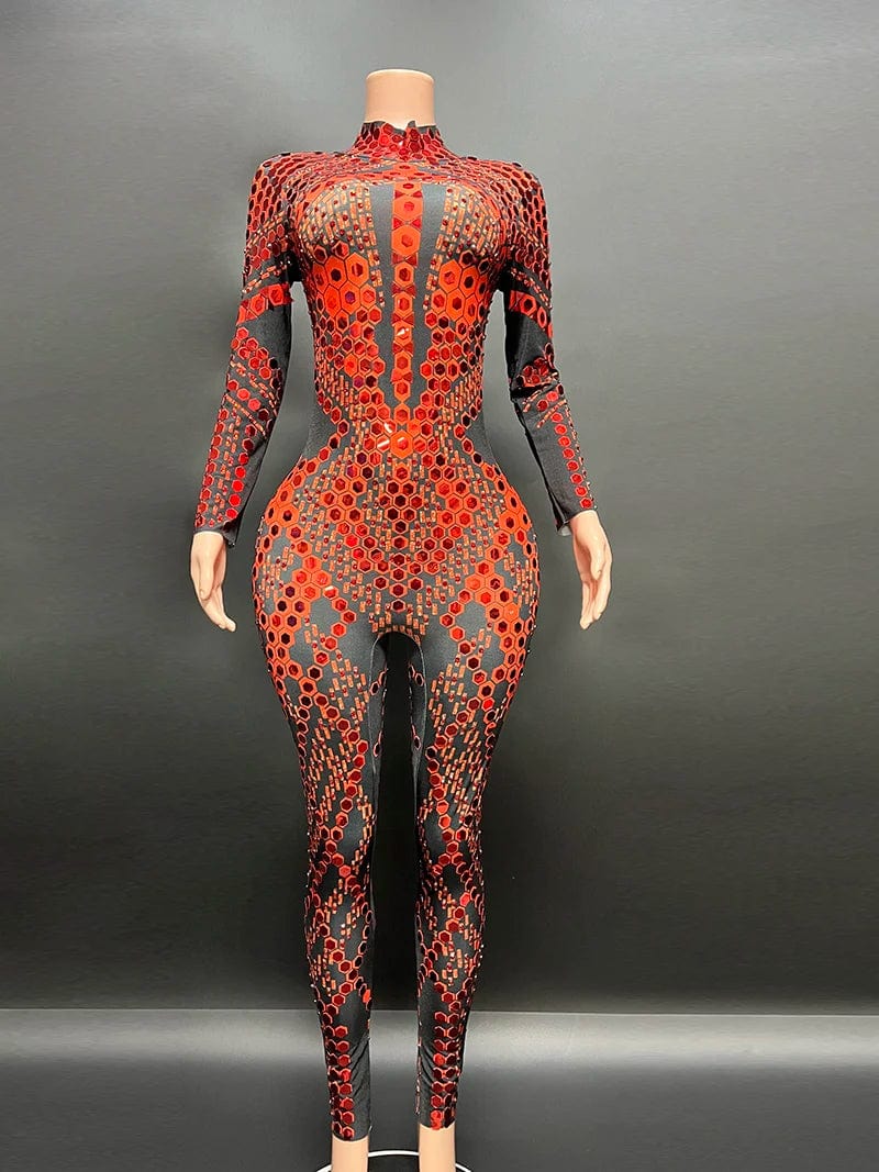 NOVANCE 2023 new product prom women red sequined  long sleeves stage dance wear sexy  vestidos de noche  jumpsuits women