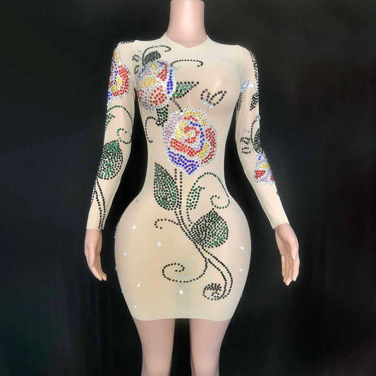 NOVANCE 2023 sexy dresses unique colorful diamonds rose evening gown dress elegant robes de cocktail for dinner party