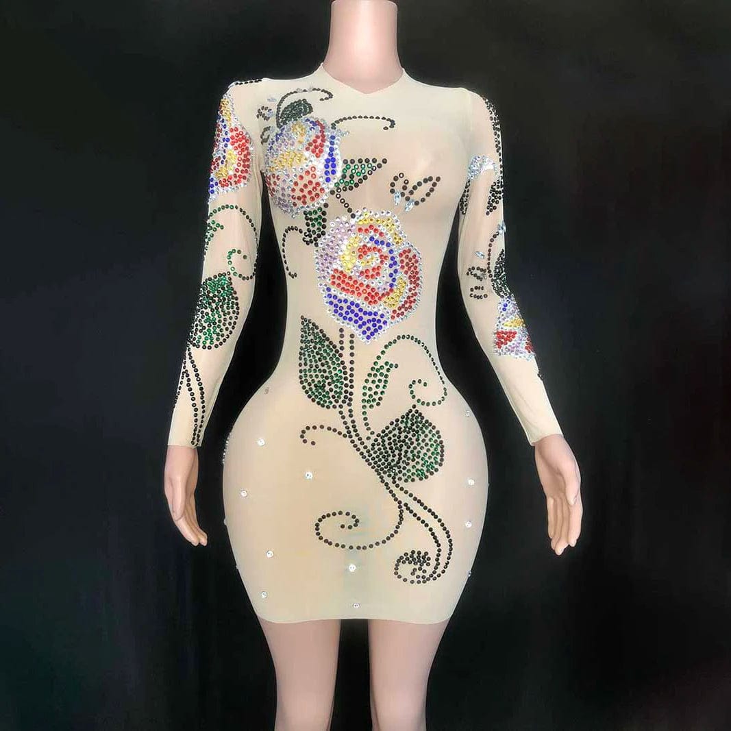 NOVANCE 2023 sexy dresses unique colorful diamonds rose evening gown dress elegant robes de cocktail for dinner party