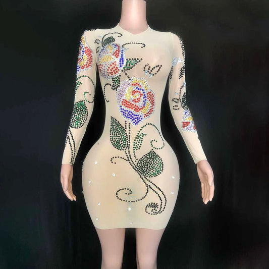 NOVANCE 2023 sexy dresses unique colorful diamonds rose evening gown dress elegant robes de cocktail for dinner party