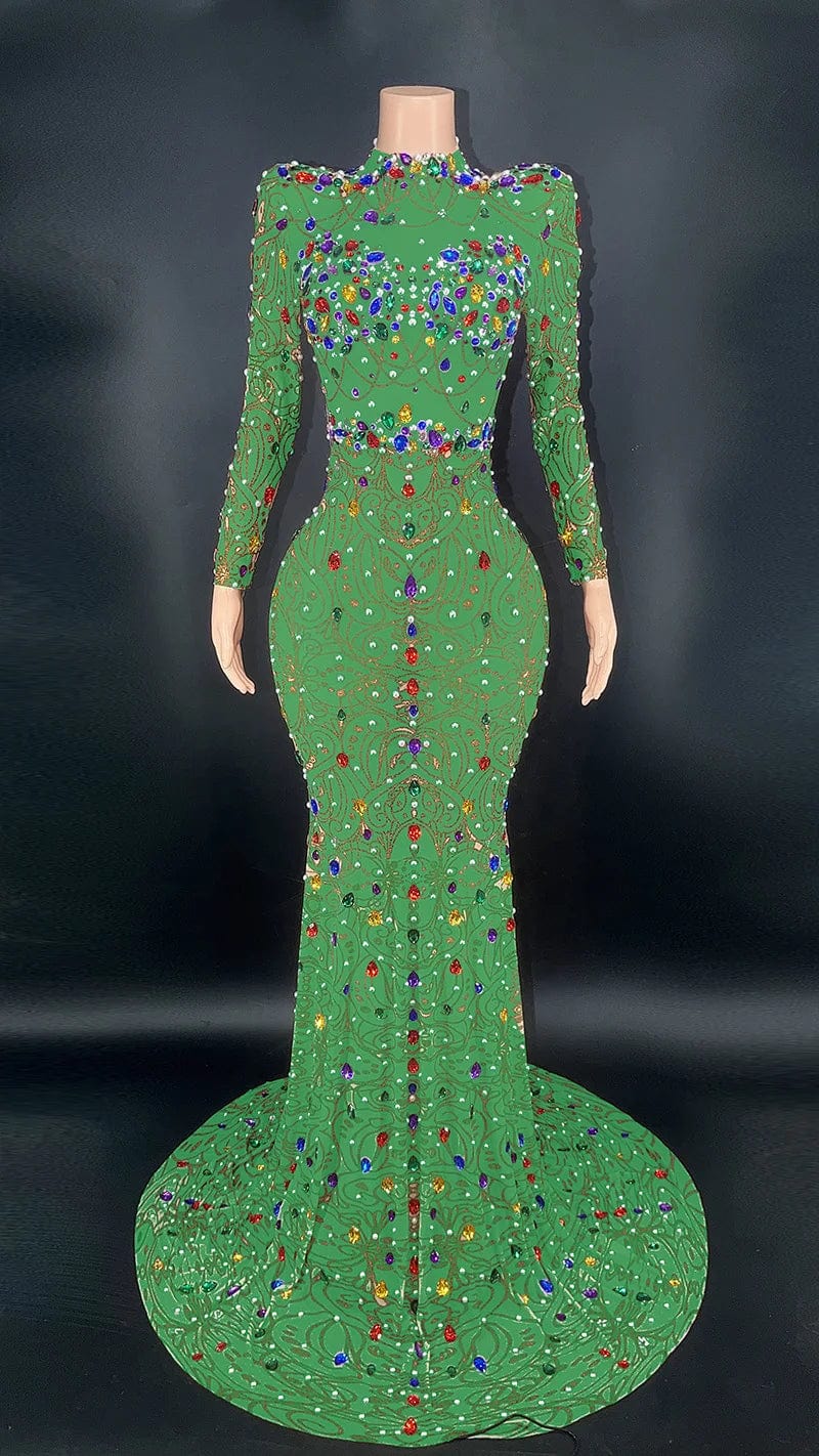 NOVANCE 2024 trending high neck sparkling red fishtail formal evening dress colorful stones sexy woman clothes elegant for night