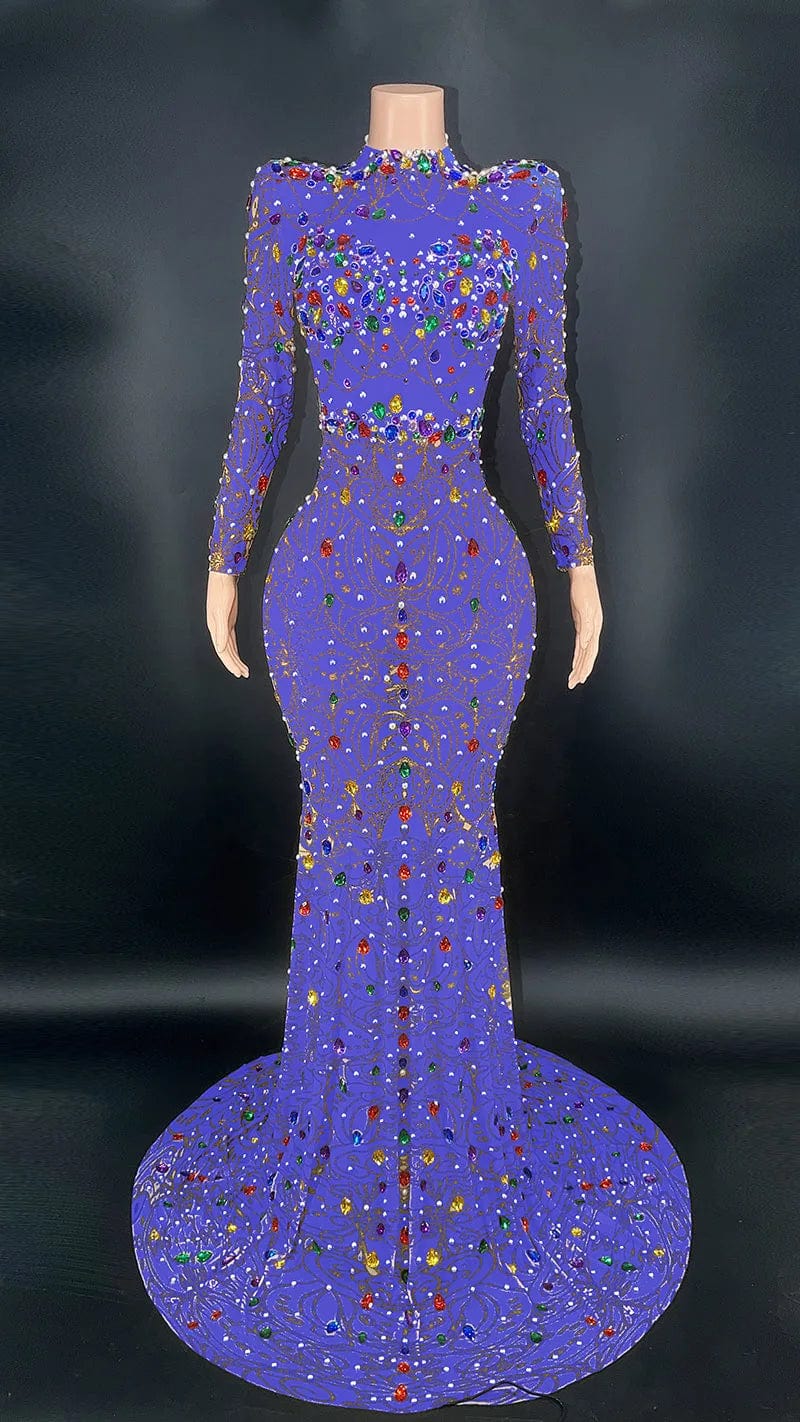 NOVANCE 2024 trending high neck sparkling red fishtail formal evening dress colorful stones sexy woman clothes elegant for night