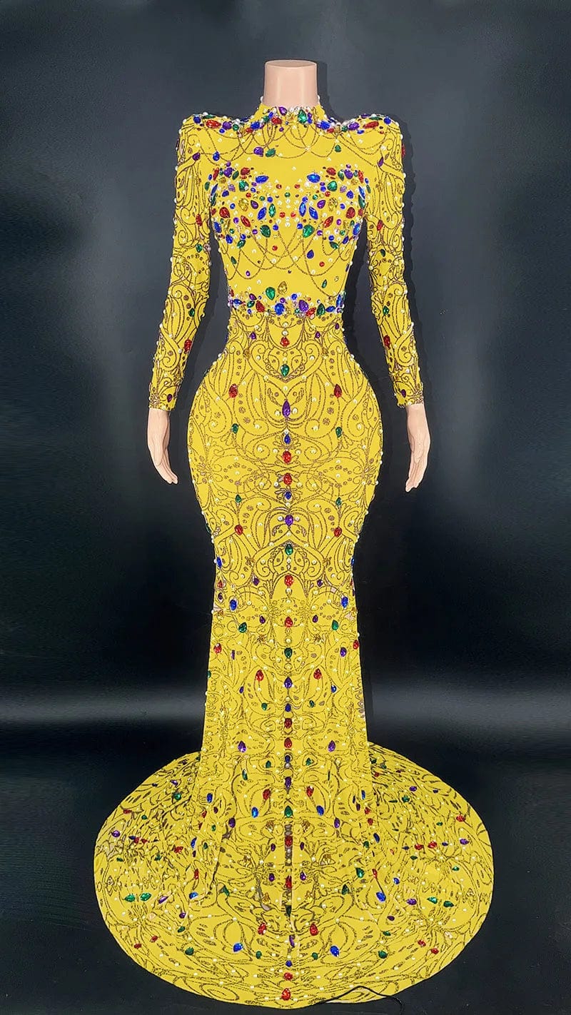 NOVANCE 2024 trending high neck sparkling red fishtail formal evening dress colorful stones sexy woman clothes elegant for night