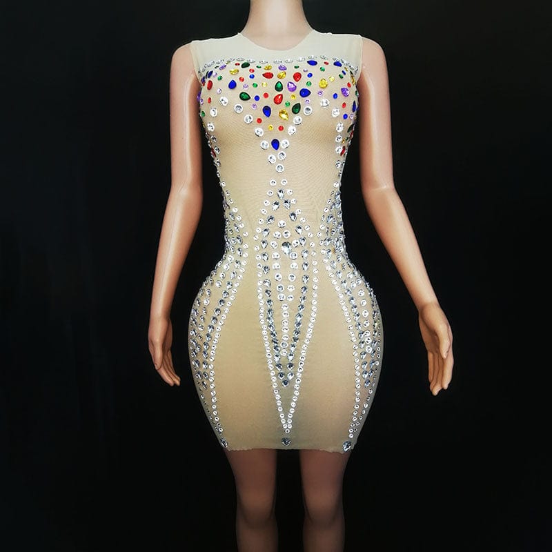 NOVANCE dresses 2023 summer scoop neck candy diamonds shiny sexy women gowns evening dresses for club party cocktail banquet