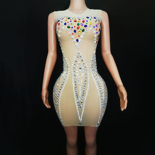 NOVANCE dresses 2023 summer scoop neck candy diamonds shiny sexy women gowns evening dresses for club party cocktail banquet