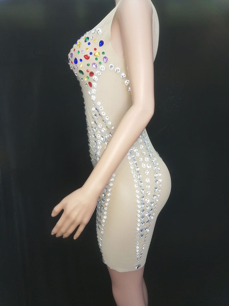 NOVANCE dresses 2023 summer scoop neck candy diamonds shiny sexy women gowns evening dresses for club party cocktail banquet