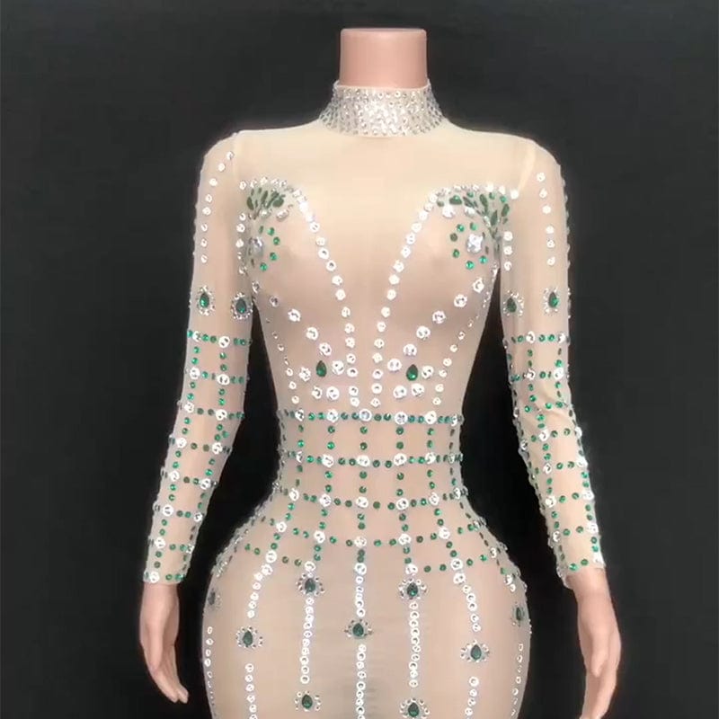 NOVANCE dropshipping products 2023 shiny green diamonds silver sequin dress robe de soiree chic for evening party prom ball room