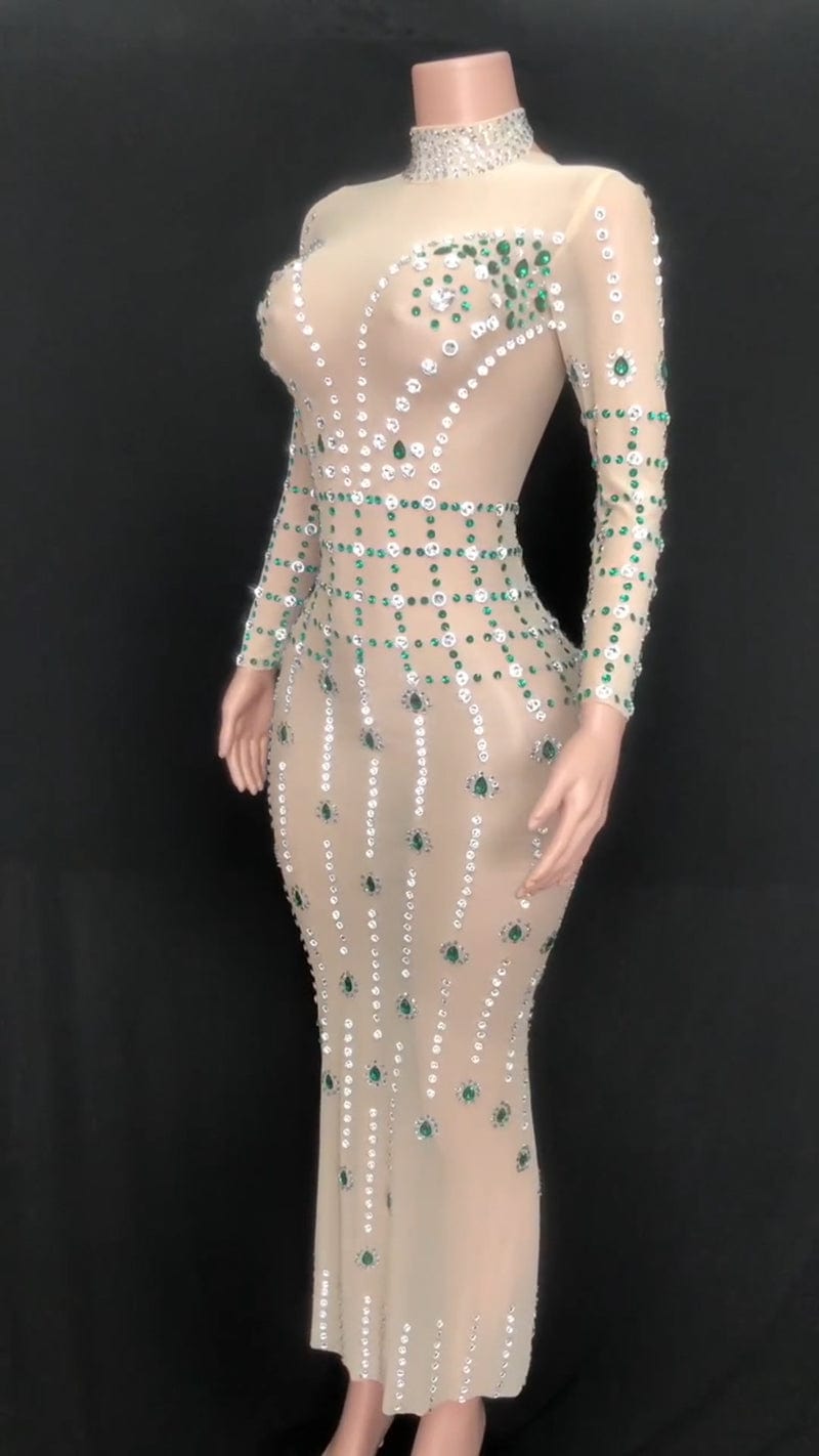 NOVANCE dropshipping products 2023 shiny green diamonds silver sequin dress robe de soiree chic for evening party prom ball room